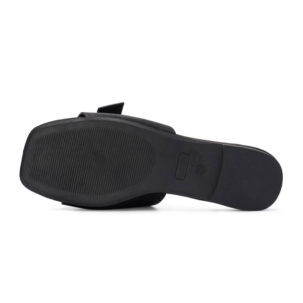 Metal Buckle Flat Mules - BLACK - 4