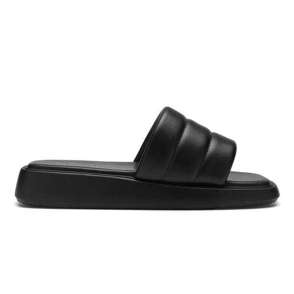 Square Toe Platform Slide Sandals - BLACK - 1