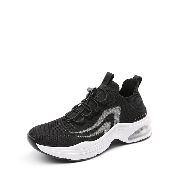 [Nori] Non-Slip Air Cushion Fashion Sneakers - BLACK -  0