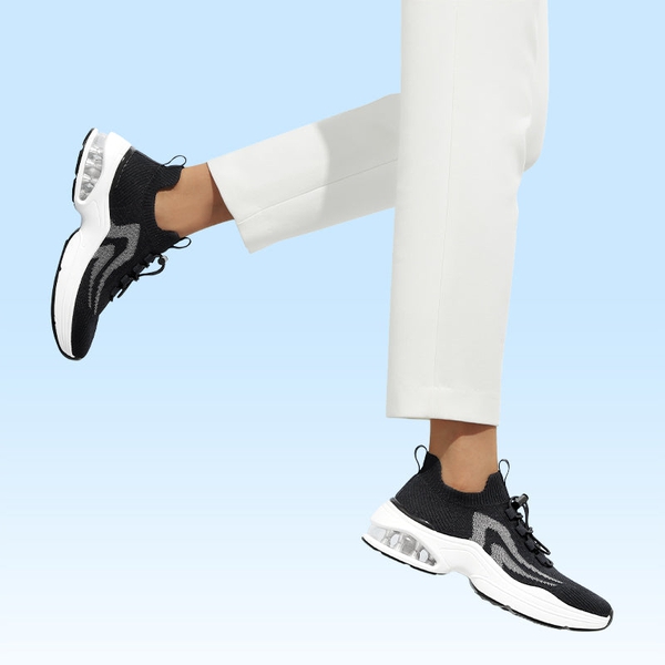 [Nori] Non-Slip Air Cushion Fashion Sneakers - BLACK - 5