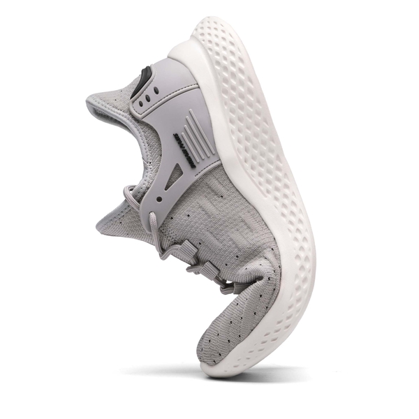 Knit Lace up Sneakers - GREY - 3