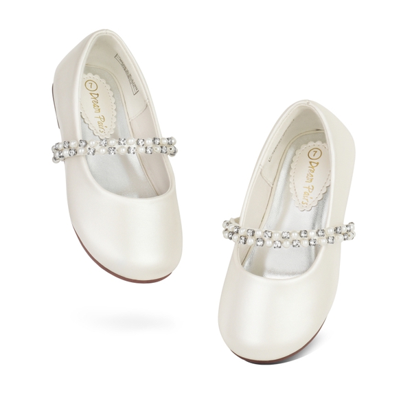 Toddler Girl's Mary Jane Ballerina Flats - IVORY - 4