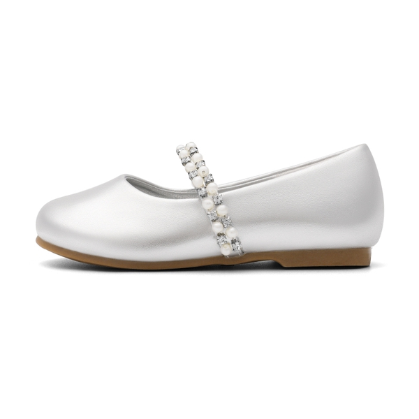 Toddler Girl's Mary Jane Ballerina Flats - SILVER - 1