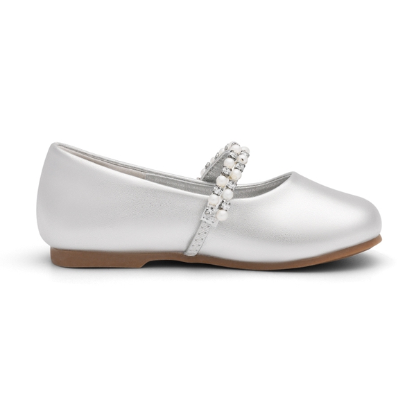 Toddler Girl's Mary Jane Ballerina Flats - SILVER - 2