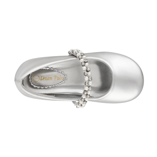 Toddler Girl's Mary Jane Ballerina Flats - SILVER - 3