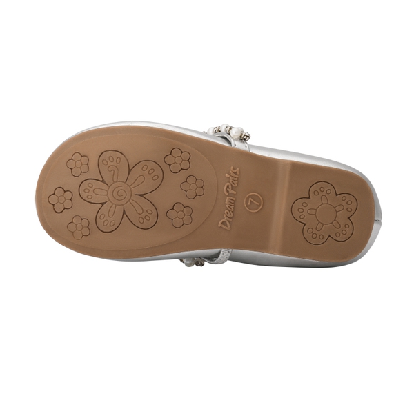 Toddler Girl's Mary Jane Ballerina Flats - SILVER - 5