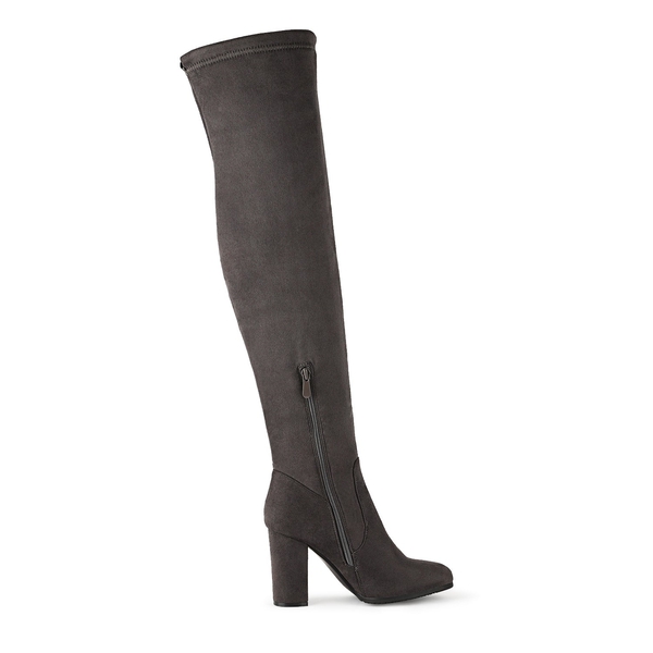 Chunky Thigh High Boots - GREY - 3