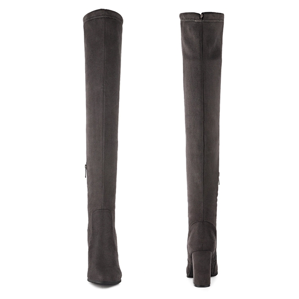 Chunky Thigh High Boots - GREY - 4