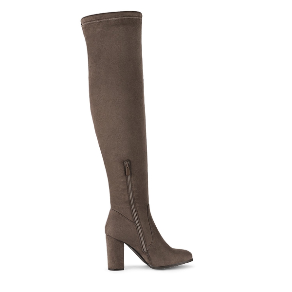 Chunky Thigh High Boots - KHAKI - 3