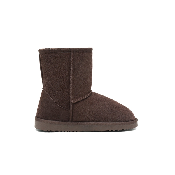 [FuzzyClassic Kid's Mid Boot] Boys & Girls Winter Fur Lined Suede Boots - BROWN - 2