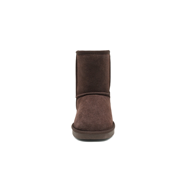 [FuzzyClassic Kid's Mid Boot] Boys & Girls Winter Fur Lined Suede Boots - BROWN - 3