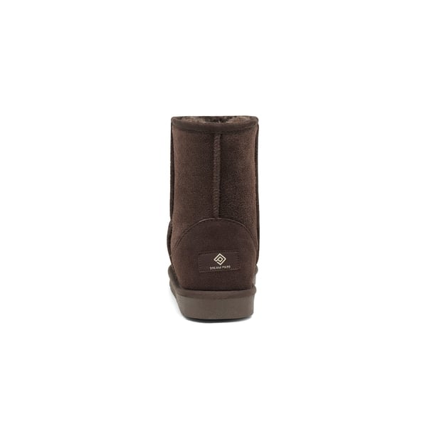 [FuzzyClassic Kid's Mid Boot] Boys & Girls Winter Fur Lined Suede Boots - BROWN - 4