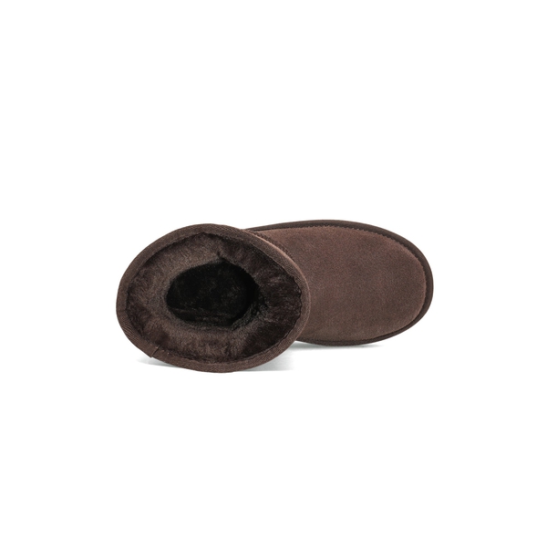 [FuzzyClassic Kid's Mid Boot] Boys & Girls Winter Fur Lined Suede Boots - BROWN - 5