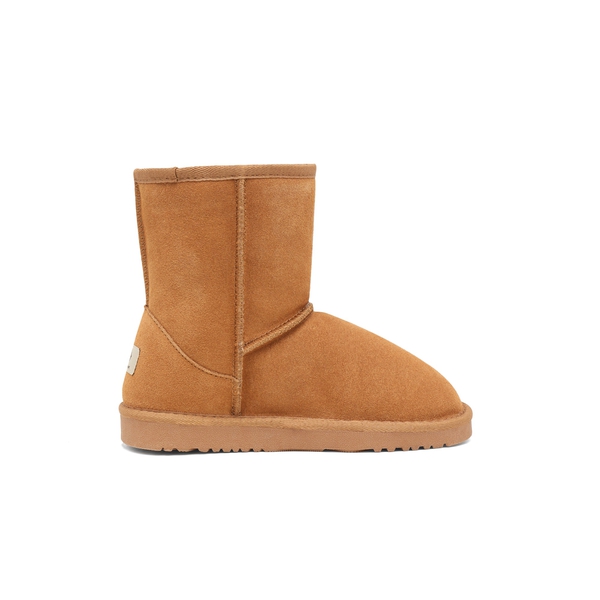 [FuzzyClassic Kid's Mid Boot] Boys & Girls Winter Fur Lined Suede Boots - CHESNUT - 2