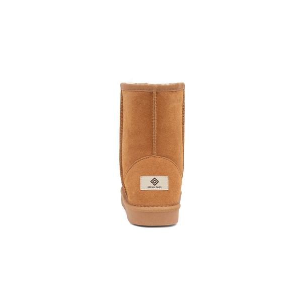 [FuzzyClassic Kid's Mid Boot] Boys & Girls Winter Fur Lined Suede Boots - CHESNUT - 4