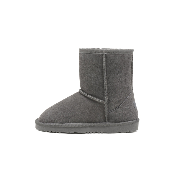 [FuzzyClassic Kid's Mid Boot] Boys & Girls Winter Fur Lined Suede Boots - GREY - 1