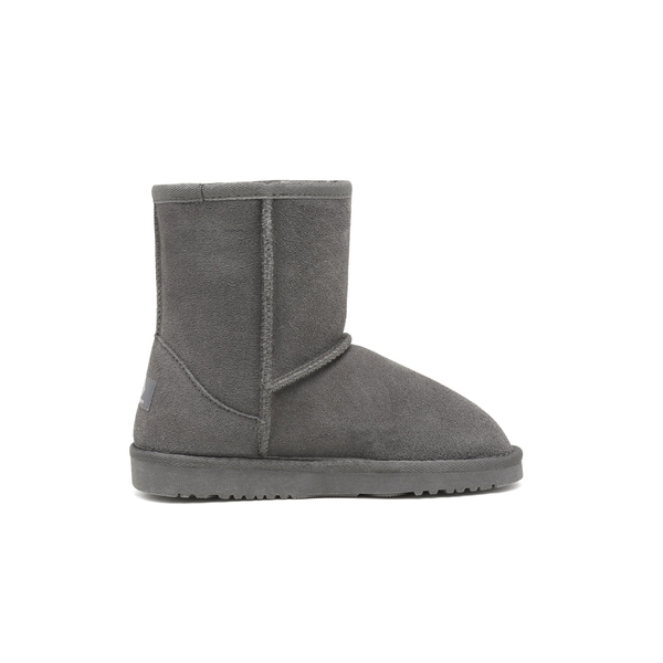 [FuzzyClassic Kid's Mid Boot] Boys & Girls Winter Fur Lined Suede Boots - GREY - 2