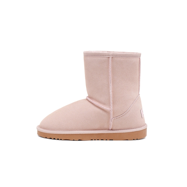 [FuzzyClassic Kid's Mid Boot] Boys & Girls Winter Fur Lined Suede Boots - PINK - 1