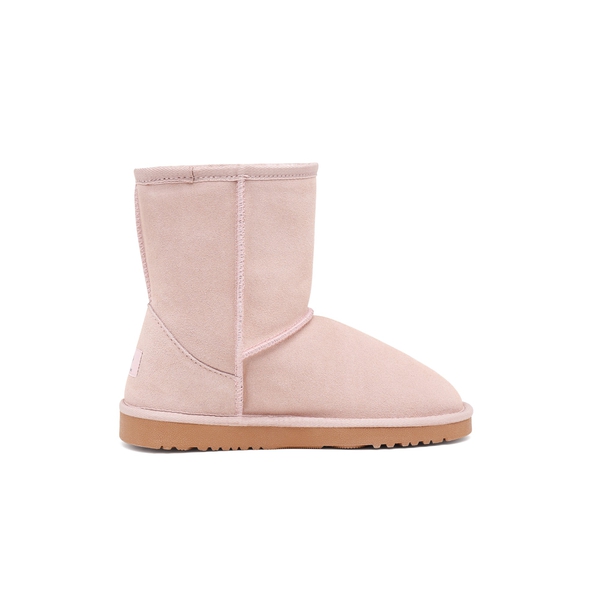[FuzzyClassic Kid's Mid Boot] Boys & Girls Winter Fur Lined Suede Boots - PINK - 2