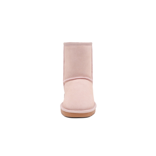 [FuzzyClassic Kid's Mid Boot] Boys & Girls Winter Fur Lined Suede Boots - PINK - 3