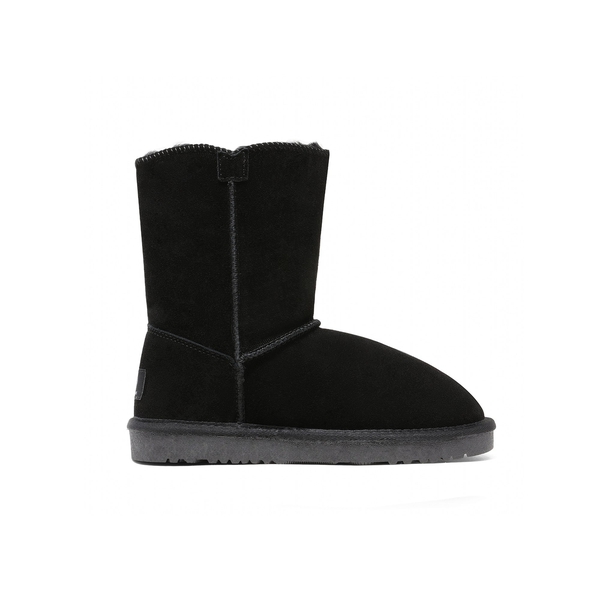 [FuzzyChic Kid's Lolly] Sheepskin Fur Kids Boots - BLACK - 2