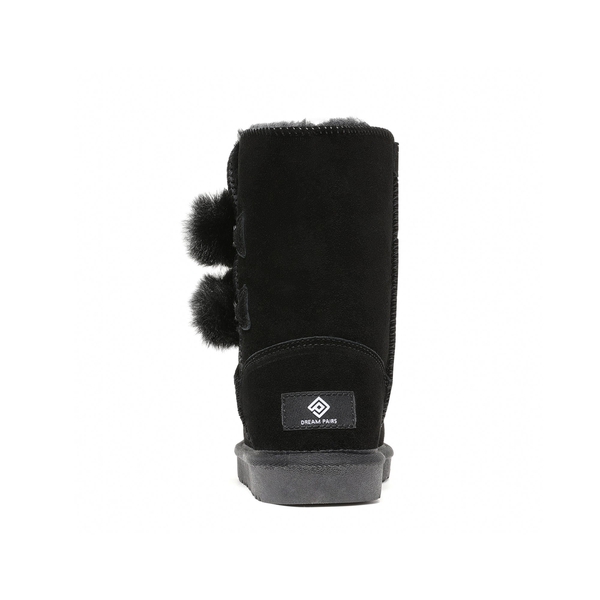 [FuzzyChic Kid's Lolly] Sheepskin Fur Kids Boots - BLACK - 4
