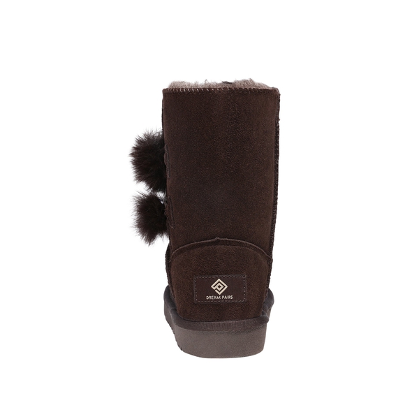 [FuzzyChic Kid's Lolly] Sheepskin Fur Kids Boots - BROWN - 4