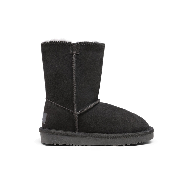 [FuzzyChic Kid's Lolly] Sheepskin Fur Kids Boots - GREY - 2