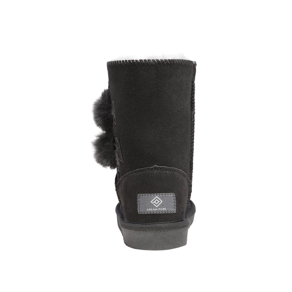 [FuzzyChic Kid's Lolly] Sheepskin Fur Kids Boots - GREY - 4