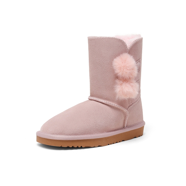 [FuzzyChic Kid's Lolly] Sheepskin Fur Kids Boots - PINK -  0