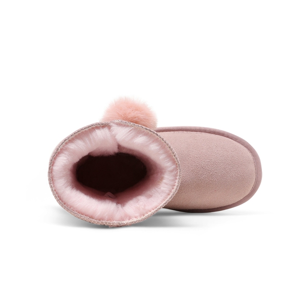 [FuzzyChic Kid's Lolly] Sheepskin Fur Kids Boots - PINK - 3