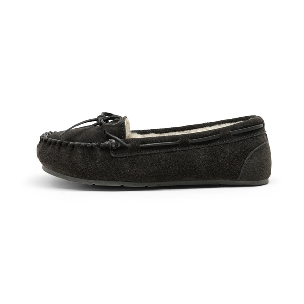 Faux Suede Moccasin Slippers - BLACK - 2