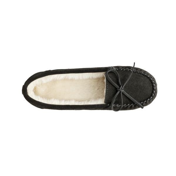 Faux Suede Moccasin Slippers - BLACK - 4