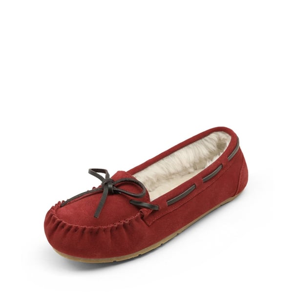 Red moccasin slippers on sale