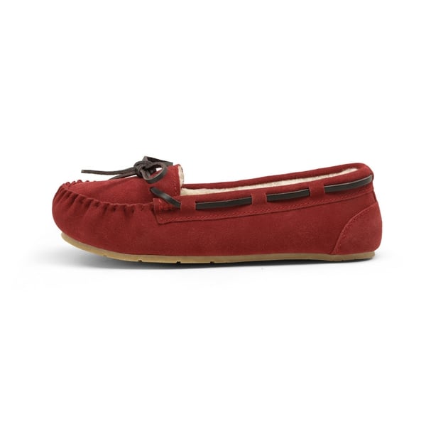 Faux Suede Moccasin Slippers - RED - 2