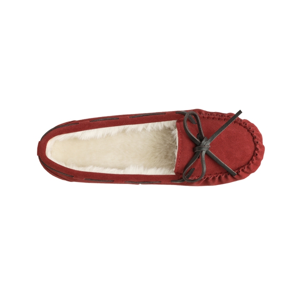 Faux Suede Moccasin Slippers - RED - 4