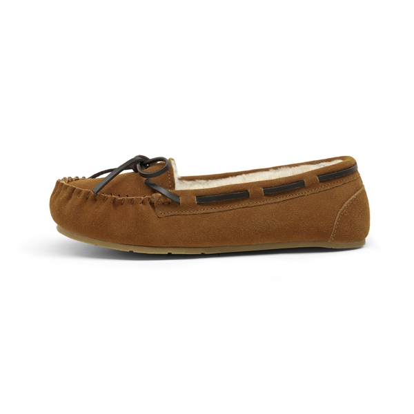 Faux Suede Moccasin Slippers - TAN - 2