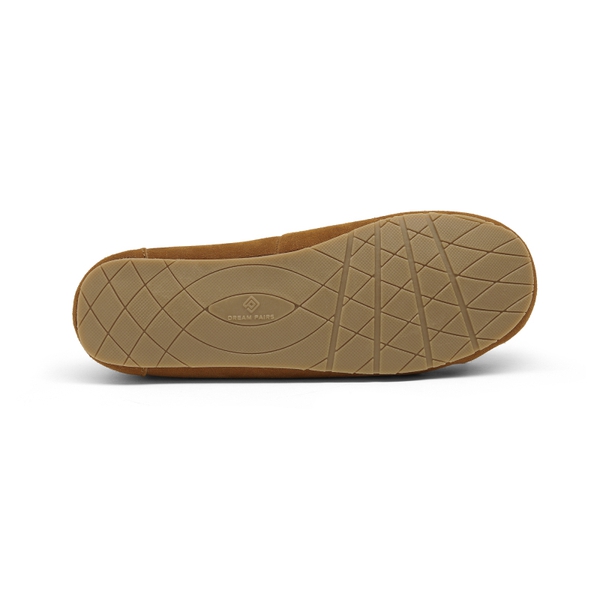 Faux Suede Moccasin Slippers - TAN - 5