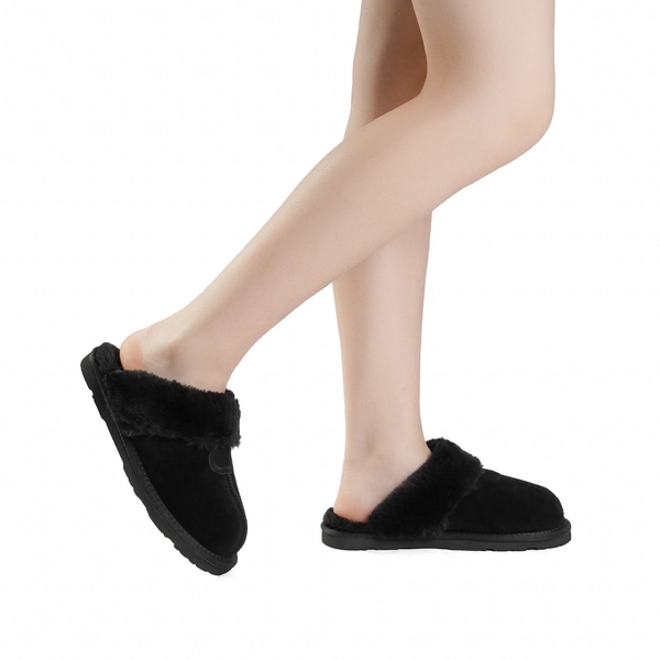 [FuzzyEasy Slipper] Fuzzy Bedroom Slippers - BLACK - 1