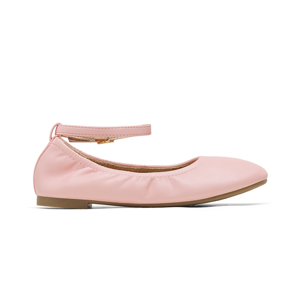 Girls Ankle-Strap Ballerina Flat Shoes - PINK - 2
