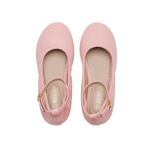 Girls Ankle-Strap Ballerina Flat Shoes - PINK - 3