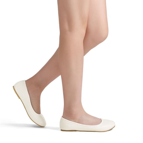 Classic Ballet Flats Shoes - WHITE - 1