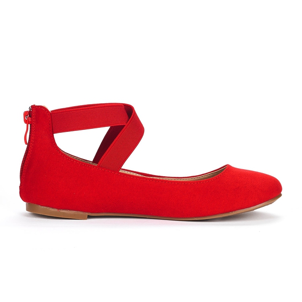 Fashion Ankle Strap Elastic Ballet Flats - RED - 1
