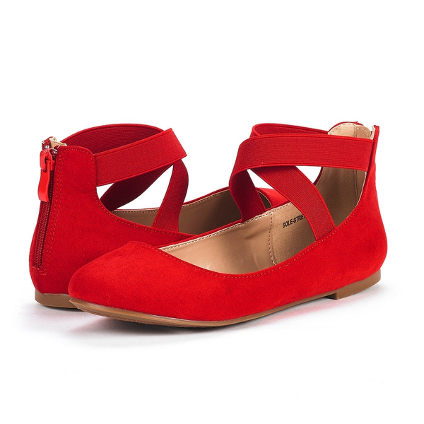 Fashion Ankle Strap Elastic Ballet Flats - RED - 2