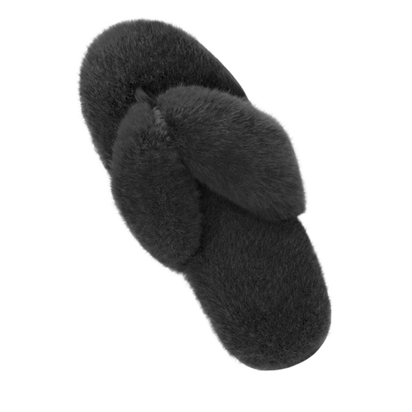Fluffy Flip Flop House Slippers - BLACK -  0