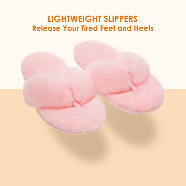 Fluffy Flip Flop House Slippers - PINK - 4