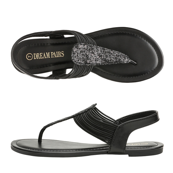 Elastic Gladiator Flat Sandals - BLACK - 2