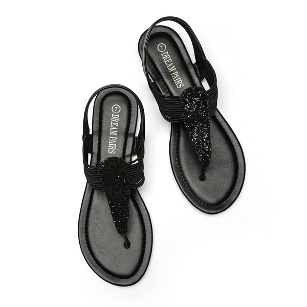 Elastic Gladiator Flat Sandals - BLACK - 3