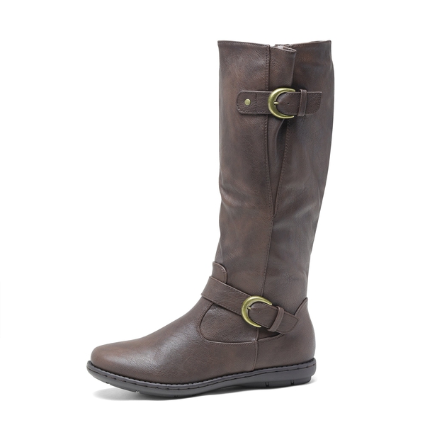 Fur Knee High Winter Boots - BROWN - 3