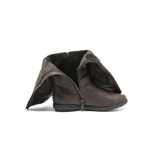 Fur Knee High Winter Boots - BROWN - 5